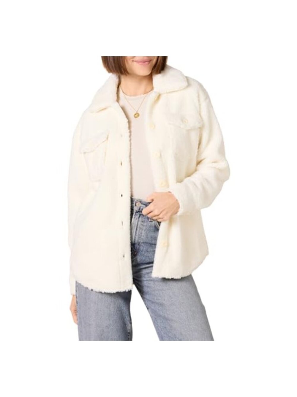 Oversized Teddy Sherpa Shirt Jacket Warm Layer